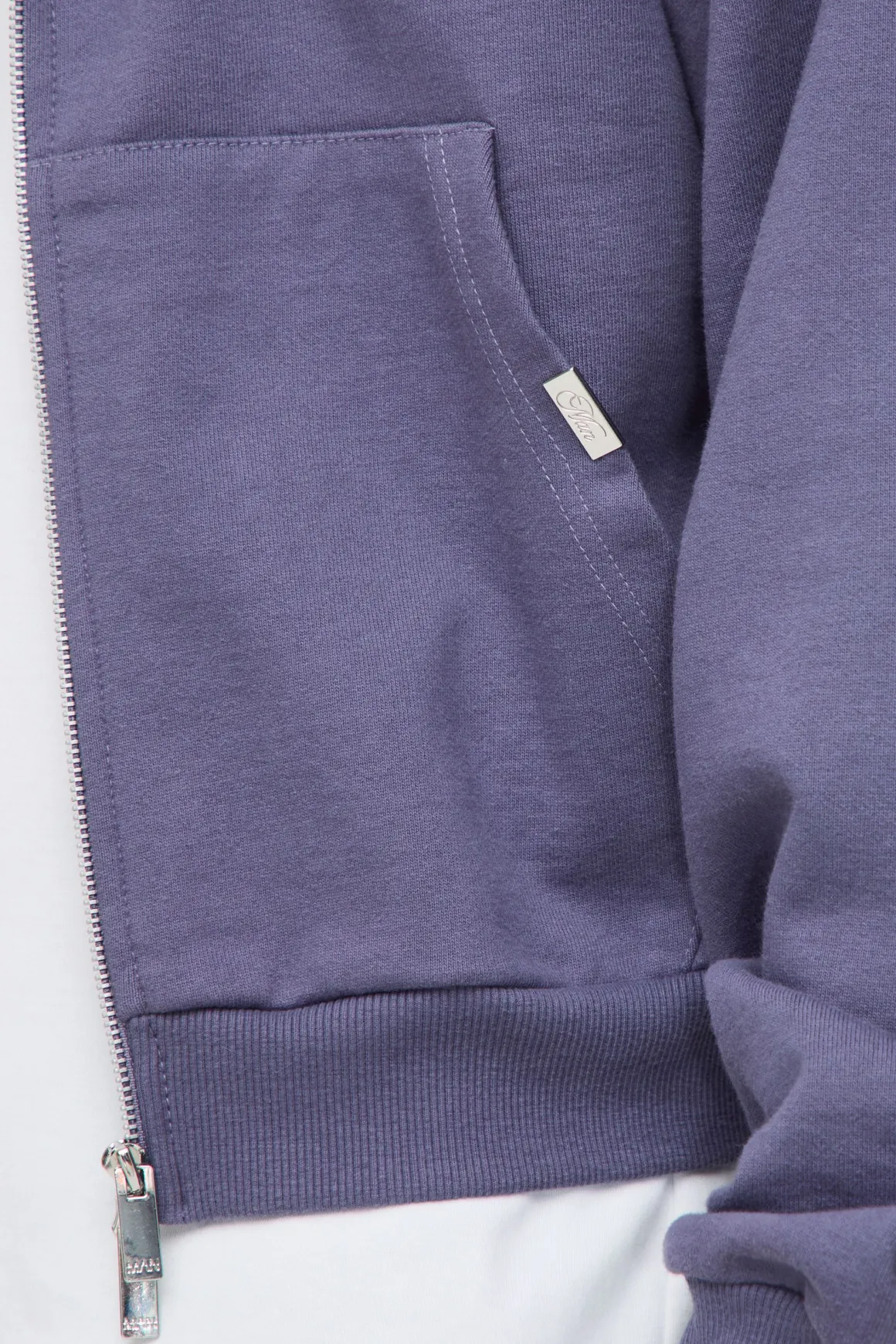 Sweat à capuche zippé Premium Man Script, version poids lourd, coupe rétrécie