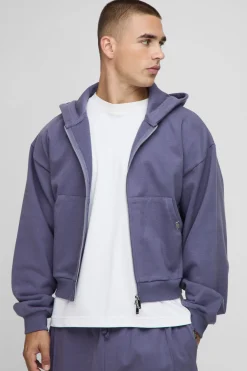 Sweat à capuche zippé Premium Man Script, version poids lourd, coupe rétrécie