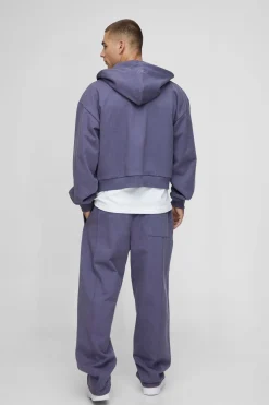 Sweat à capuche zippé Premium Man Script, version poids lourd, coupe rétrécie