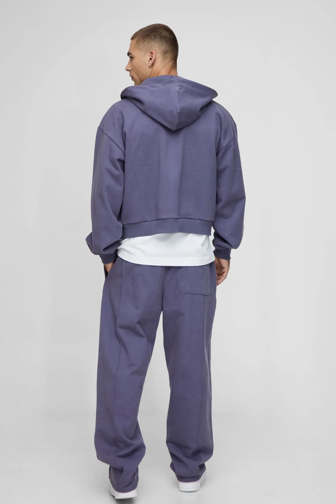 Sweat à capuche zippé Premium Man Script, version poids lourd, coupe rétrécie