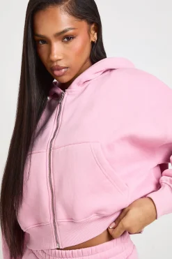 boohoo Sweat à capuche zippé surdimensionné à manches ballon et coupe boxy<Femme Basiques|Sweats À Capuche Et Sweats