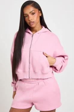boohoo Sweat à capuche zippé surdimensionné à manches ballon et coupe boxy<Femme Basiques|Sweats À Capuche Et Sweats