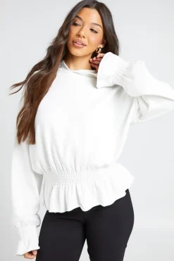 Sweat À Casynthétiqueche Avec Ourlet Et Poignets Péplum En Molleton Bouclette