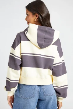 Sweat À Casynthétiqueche Boxy Rayé Avec Fermeture Éclair