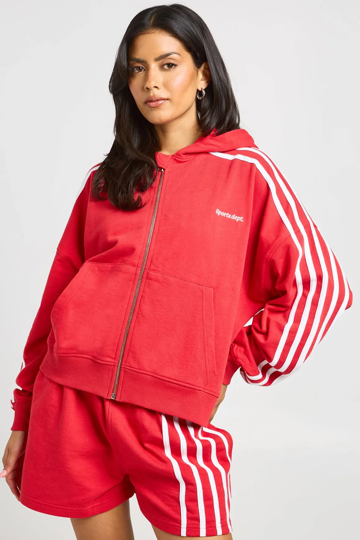 Sweat À Casynthétiqueche Boxy Zippé À Rayures