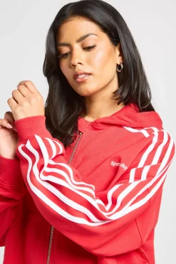 Sweat À Casynthétiqueche Boxy Zippé À Rayures