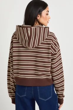 Sweat À Casynthétiqueche Boxy Zippé À Rayures