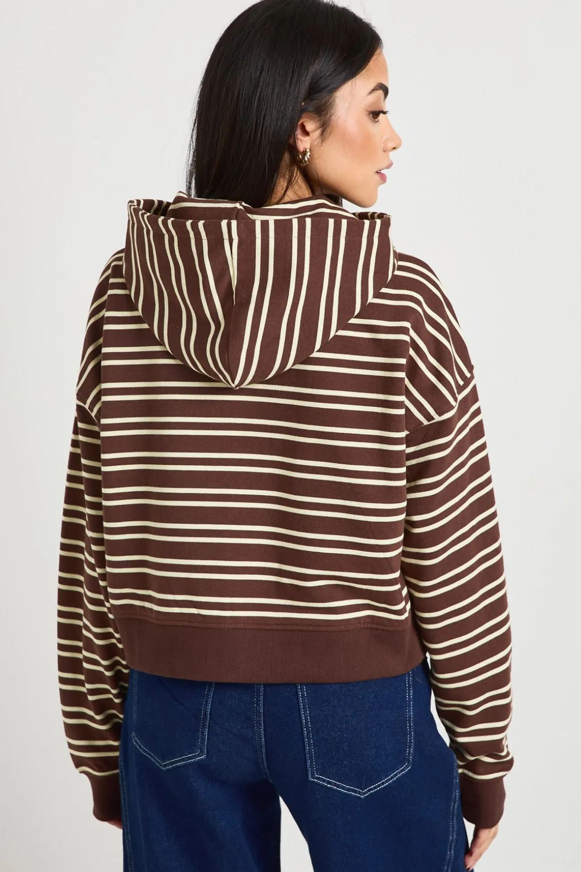 Sweat À Casynthétiqueche Boxy Zippé À Rayures