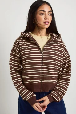 Sweat À Casynthétiqueche Boxy Zippé À Rayures