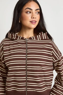 Sweat À Casynthétiqueche Boxy Zippé À Rayures