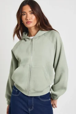Sweat à Casynthétiqueche Boxy Zippé à Coutures Raglan