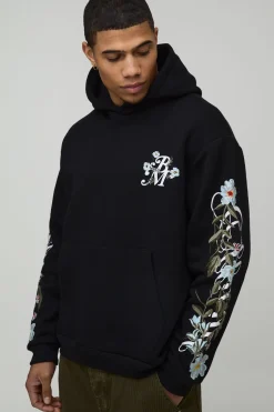 Sweat À Casynthétiqueche Broderie Florale Surdimensionnée Sur Les Manches