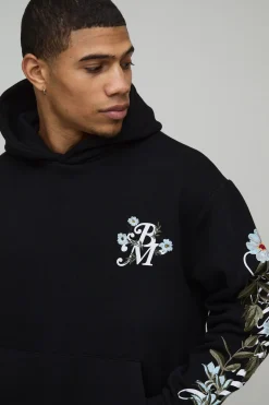 Sweat À Casynthétiqueche Broderie Florale Surdimensionnée Sur Les Manches