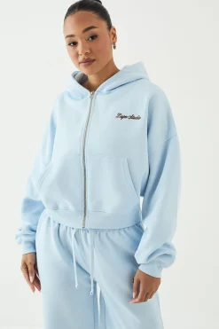 DSGN Studio Sweat À Casynthétiqueche Court Boxy Zippé Avec Broderie Script<Femme Sweats À Capuche Et Sweats|Dsgn Studio