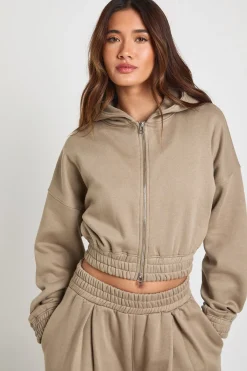 boohoo Sweat à Casynthétiqueche Court Double Zip Taille Cintrée<Femme Sweats À Capuche Et Sweats|Athleisure