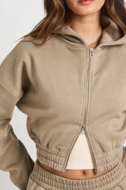 boohoo Sweat à Casynthétiqueche Court Double Zip Taille Cintrée<Femme Sweats À Capuche Et Sweats|Athleisure