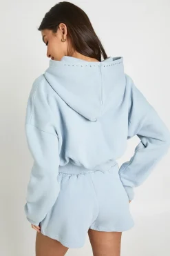 Sweat À Casynthétiqueche Court Boxy Zippé Avec Détails Cloutés
