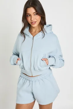 Sweat À Casynthétiqueche Court Boxy Zippé Avec Détails Cloutés