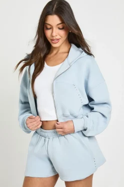 Sweat À Casynthétiqueche Court Boxy Zippé Avec Détails Cloutés