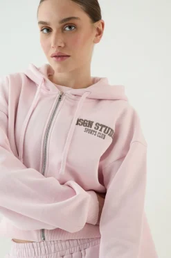 Sweat À Casynthétiqueche Court Boxy Zippé Avec Appliqué Dsgn Studio