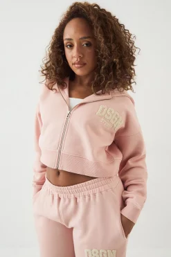 Sweat à Casynthétiqueche Court Zippé Boxy avec Appliqué Éponge DSGN Studio