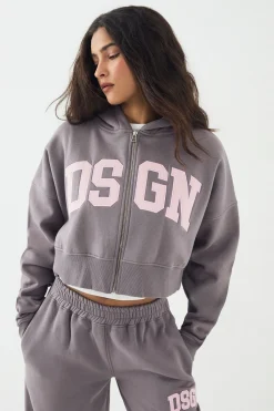 DSGN Studio Sweat à Casynthétiqueche Court avec Appliqués en Cordon et Fermeture Éclair<Femme Sweats À Capuche Et Sweatshirts|Dsgn Studio