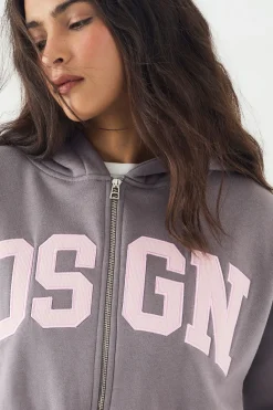 DSGN Studio Sweat à Casynthétiqueche Court avec Appliqués en Cordon et Fermeture Éclair<Femme Sweats À Capuche Et Sweatshirts|Dsgn Studio