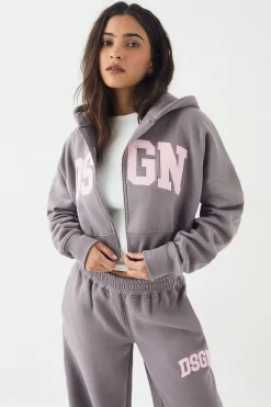 DSGN Studio Sweat à Casynthétiqueche Court avec Appliqués en Cordon et Fermeture Éclair<Femme Sweats À Capuche Et Sweatshirts|Dsgn Studio