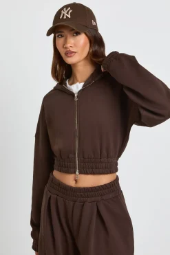 Sweat à Casynthétiqueche Court Double Zip Taille Cintrée