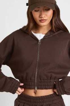 Sweat à Casynthétiqueche Court Double Zip Taille Cintrée
