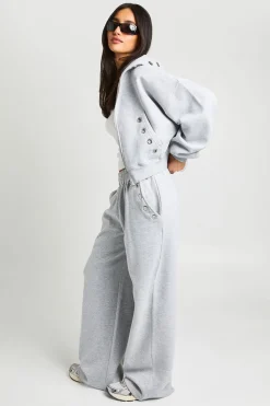 Sweat À Casynthétiqueche Court Boxy Zippé Avec Détails Œillets