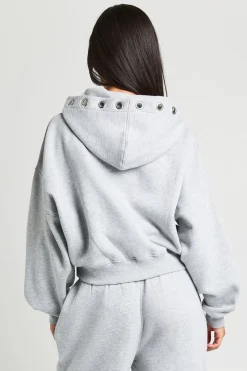 Sweat À Casynthétiqueche Court Boxy Zippé Avec Détails Œillets