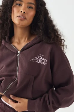 Sweat à Casynthétiqueche Court DSGN Studio Contrast Script Boxy Crop avec Zip