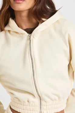 Sweat à Casynthétiqueche Court Double Zip Taille Cintrée