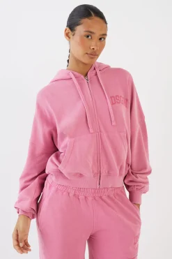 Sweat À Casynthétiqueche Court Boxy Zippé 100% Coton Overdyed Dsgn Studio