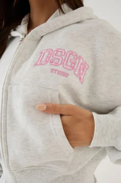 DSGN Studio Sweat À Casynthétiqueche Court Boxy Zippé Avec Appliqué Vichy<Femme Sweats À Capuche Et Sweatshirts|Dsgn Studio
