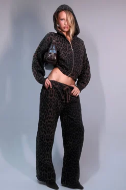 Sweat À Casynthétiqueche Court Boxy Zippé Imprimé Léopard