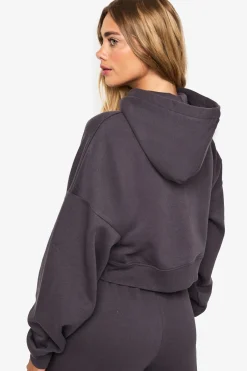 boohoo Sweat À Casynthétiqueche Court Boxy À Manches Ballon Et Fermeture Zippée Oversize Petite<Femme Sweats À Capuche Et Sweatshirts|Basiques