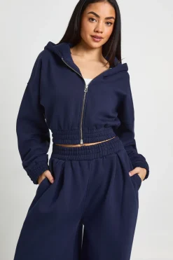 Sweat à Casynthétiqueche Court Double Zip Taille Cintrée