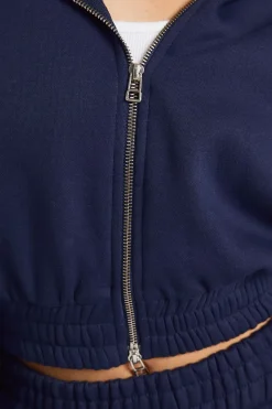 Sweat à Casynthétiqueche Court Double Zip Taille Cintrée