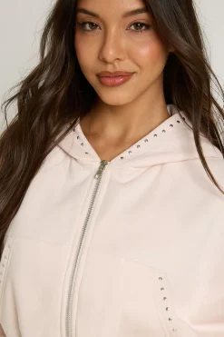 Sweat À Casynthétiqueche Court Boxy Zippé Avec Détails Cloutés