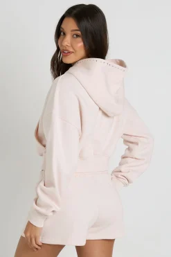 Sweat À Casynthétiqueche Court Boxy Zippé Avec Détails Cloutés