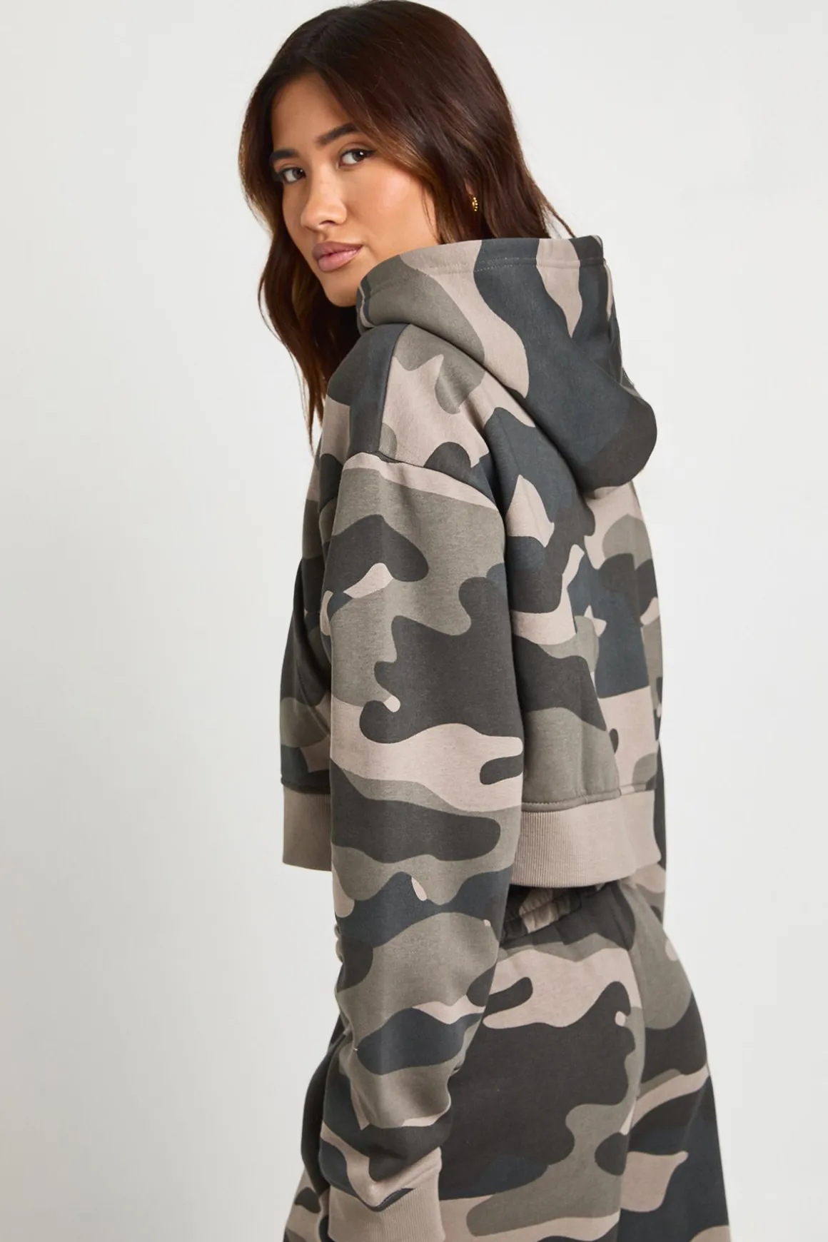 Sweat À Casynthétiqueche Court Ajusté Zippé À Imprimé Camouflage