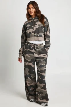Sweat À Casynthétiqueche Court Ajusté Zippé À Imprimé Camouflage