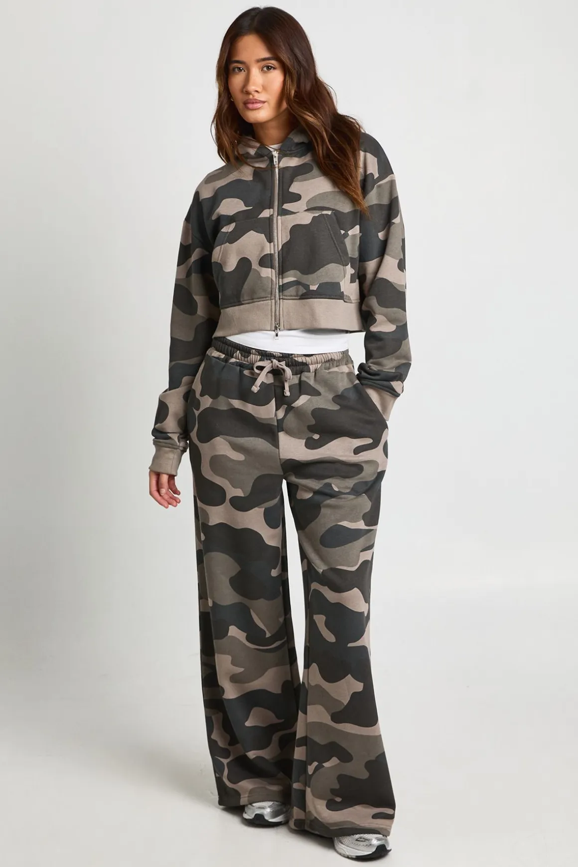 Sweat À Casynthétiqueche Court Ajusté Zippé À Imprimé Camouflage