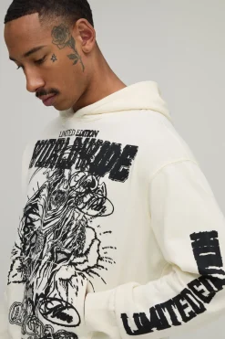 Sweat À Casynthétiqueche Écru Oversize Boxy Imprimé Faucheuse Édition Limitée