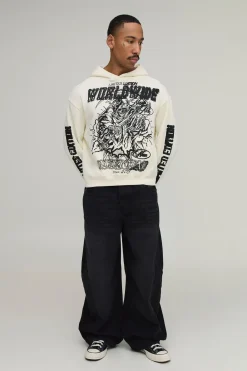 Sweat À Casynthétiqueche Écru Oversize Boxy Imprimé Faucheuse Édition Limitée