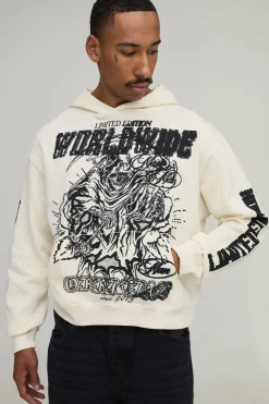 Sweat À Casynthétiqueche Écru Oversize Boxy Imprimé Faucheuse Édition Limitée