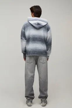 boohooMAN Sweat À Casynthétiqueche Décontracté En Maille Duveteuse Effet Ombré<Homme Sweats À Capuche Et Sweatshirts|Sweats À Capuche Et Sweats