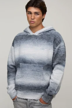 boohooMAN Sweat À Casynthétiqueche Décontracté En Maille Duveteuse Effet Ombré<Homme Sweats À Capuche Et Sweatshirts|Sweats À Capuche Et Sweats